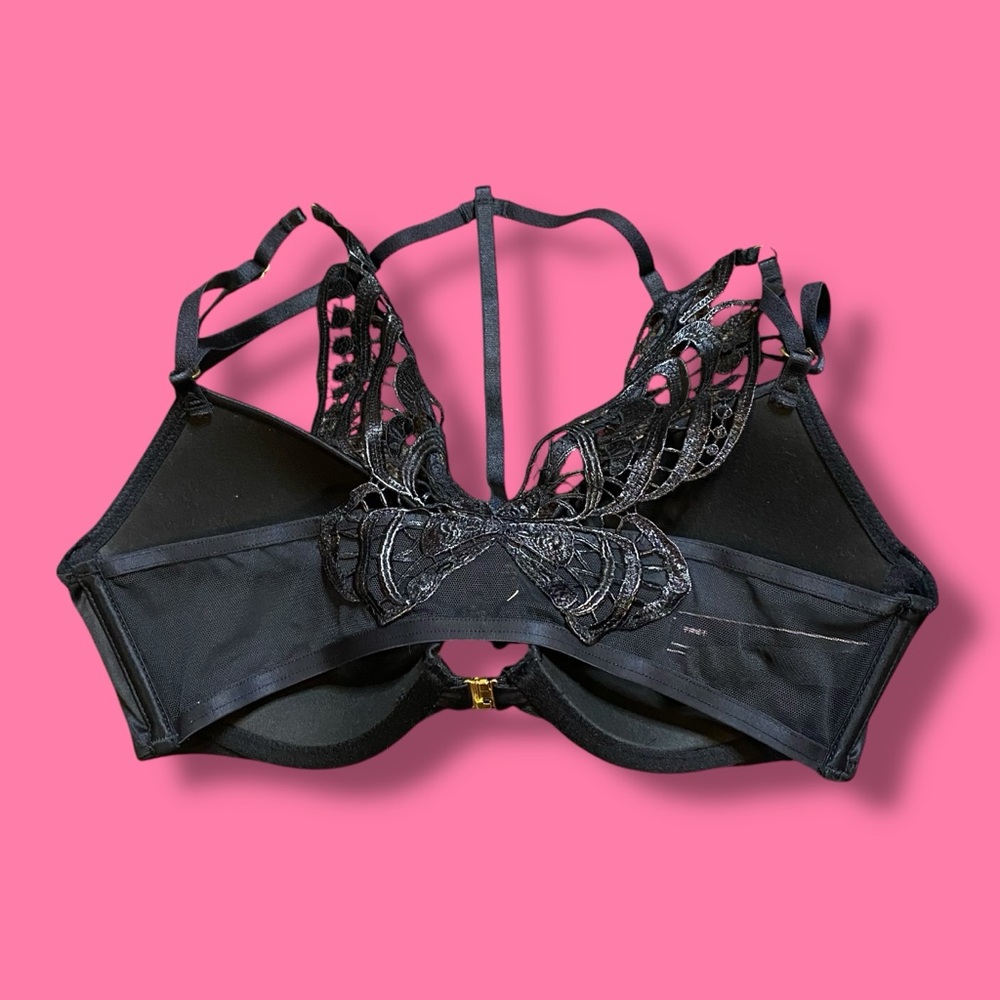 Victorias Secret Black Butterfly Lightly Lined Demi Bra Size 34C - Picture 8 of 8